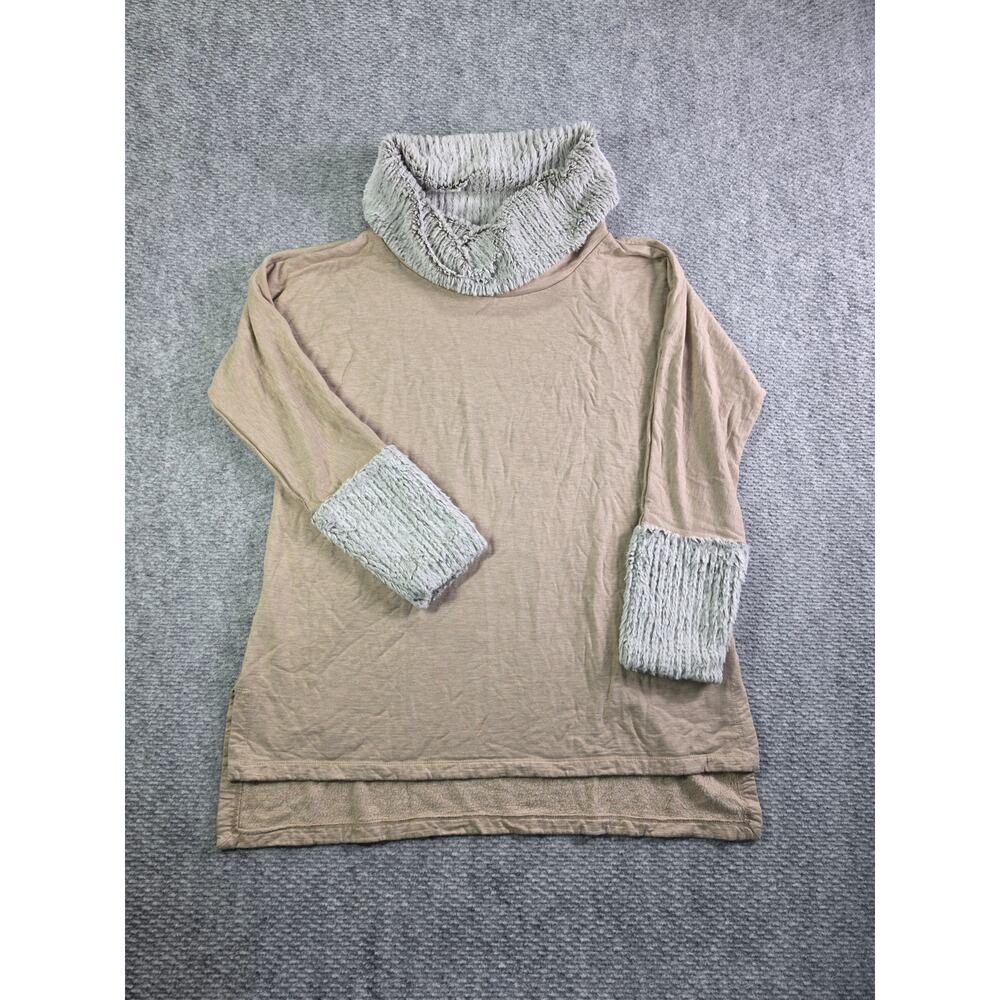 Soft Surroundings Faux Fur Trim Tunic Sweater Womens XL Cozy Luxe Cowl Neck - Picture 11 of 12